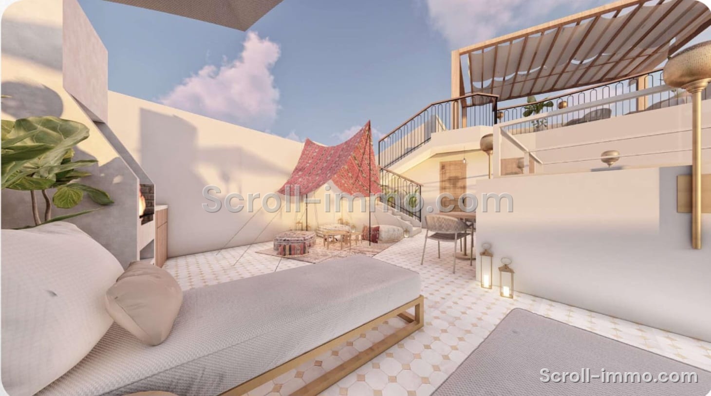 Riad de luxe titré – 112 m² au sol – 4 chambres – Médina de Marrakech